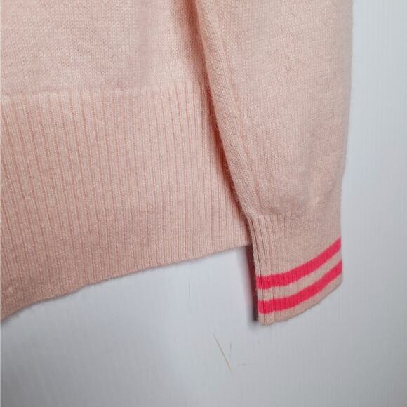 Brodie Elbow Patch Cardigan 100% Cashmere Large Varsity Stripe Preppy Academia - Picture 13 of 16